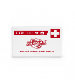 Kit siguranta auto complet trusa cutie alba 2 triunghiuri vesta geanta stingator fara manometru