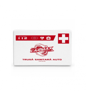 Kit siguranta auto complet trusa cutie alba 2 triunghiuri vesta geanta stingator fara manometru