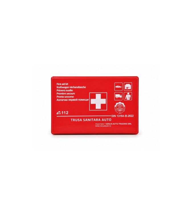 Trusa medicala auto cutie rosie omologata RAR DIN 13164-B:2022