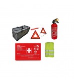 Kit siguranta auto complet trusa cutie rosie 2 triunghiuri vesta geanta stingator fara manometru