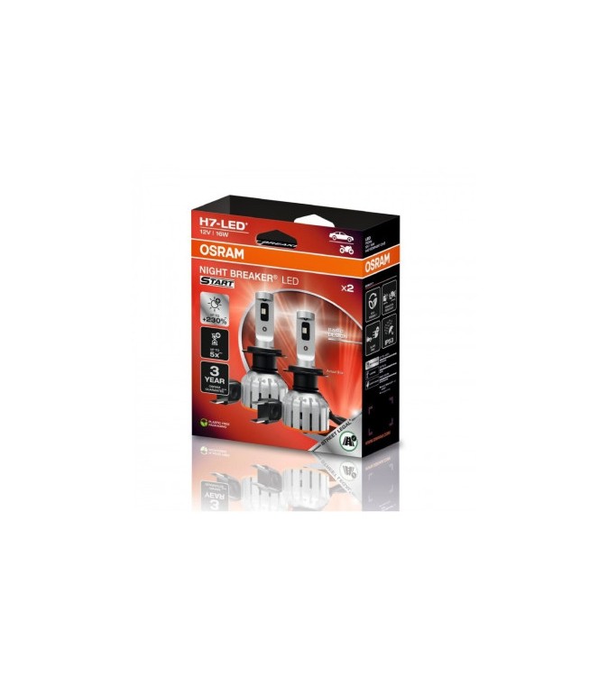 Set 2 becuri auto LED Osram Night Breaker START H7 12V 16W 6000K omologate RAR Cod: 64210DWNBST-2HB