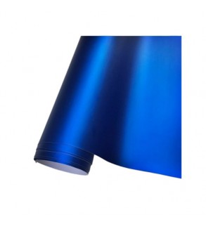 Folie auto PET Premium albastru satinat crom mat pentru colantare caroserie cu tehnologie anti-bule 16m x 1.52m Cod: SP318D