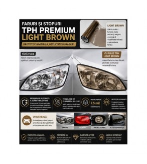 Folie protectie faruri si stopuri TPH Premium Light Brown cu regenerare 7.5m x 60cm Cod: TH011