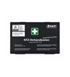 Trusa medicala auto de prim ajutor cutie plastic neagra KALFF DIN 13164 fabricata in Germania