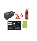Kit siguranta auto complet trusa cutie neagra 2 triunghiuri vesta geanta  stingator cu manometru  Runkit