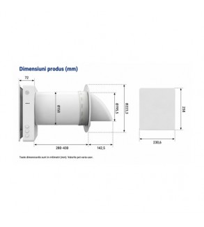 Ventilator inteligent WiFi cu recuperare de caldura si senzor CO2 220V Cod: AV-TTW5-W CO2