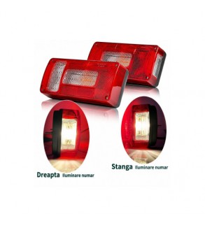 Lampa spate remorca 12V cu becuri stop, semnalizare, pozitie, numar, ceata sau mers inapoi Cod: TR005