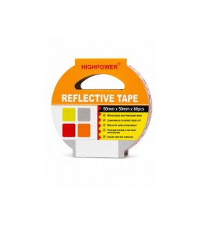 Banda reflectorizanta autoadeziva reflectiva alba rosie portocalie 50 x 50 mm 60 bucati HIGHPOWER