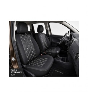 Huse scaune auto compatibile Dacia Sandero Stepway II 2019-> spatar bancheta fractionat Premium Imitatie Piele Romb