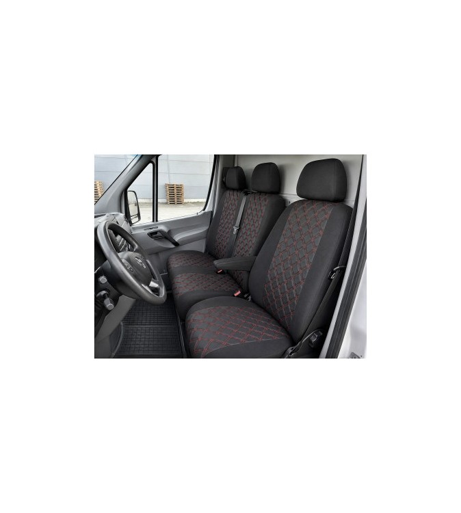 Huse scaune auto compatibile Mercedes Sprinter II 2006-2018 2+1 Premium Imitatie Piele Romb