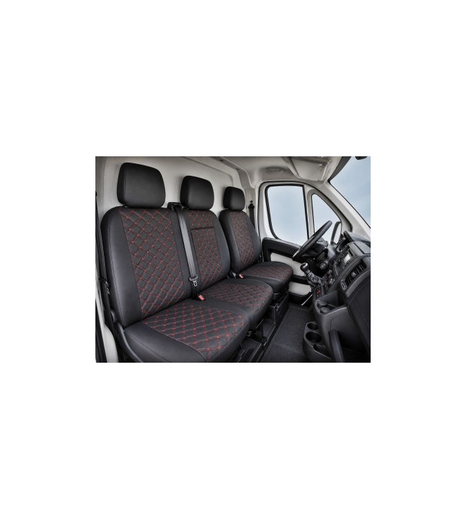 Huse scaune auto compatibile Fiat Ducato 2017-> 2+1 Premium Imitatie Piele Romb