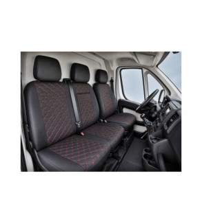 Huse scaune auto compatibile Fiat Ducato 2006-> 2+1 Premium Imitatie Piele Romb