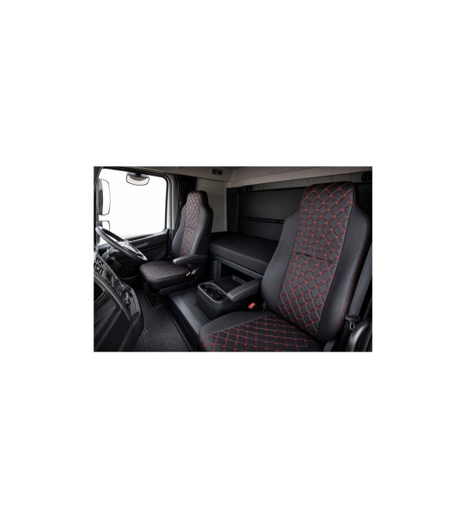 Huse auto universale pentru camion fabricate pana in 2016 cu doua scaune fata Premium Imitatie Piele Romb
