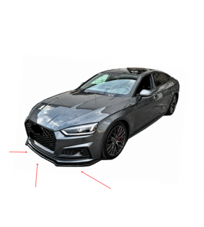 Spoiler prelungire bara fata Audi A5 S-Line S5 F5 Coupe Sportback 2017-2019 ABS negru Piano Cod: LSP3004