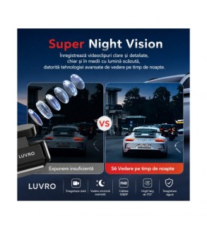 Camera auto dubla LUVRO S6 4K Ultra HD cu WiFi si camera spate Cod: LUVRO S6