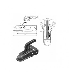 Cupla remorca 750 kg pentru bara tractare tip V Cod: ZSK-0750K