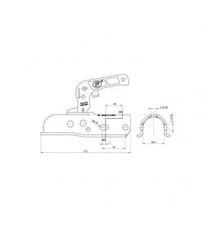 Cupla remorca 1700 kg pentru ax rotund 50 mm Cod: ZSK-1700D