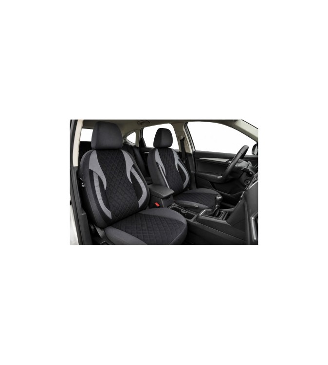 Huse scaune auto universale Premium fractionate fata spate negre cu gri antracit compatibile dimensiuni standard Cod: HNG1101-6