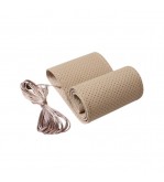 Husa volan auto piele perforata premium cu ac si ata bej marime M 38 cm  Cod: LUXFST01