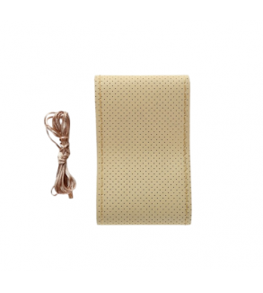 Husa volan auto piele perforata premium cu ac si ata bej marime M 38 cm  Cod: LUXFST01