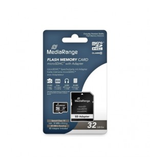 Card de memorie microSDHC MediaRange 32 GB Clasa 10 cu adaptor SD