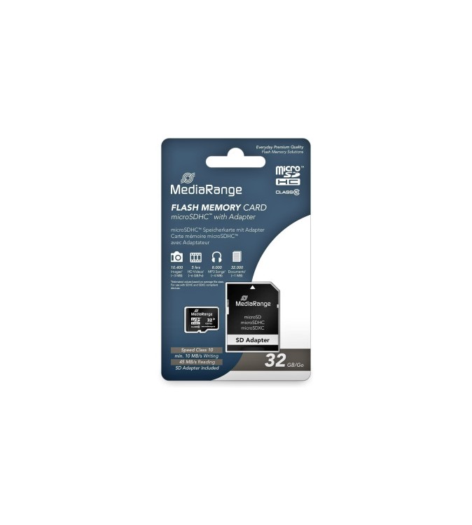 Card de memorie microSDHC MediaRange 32 GB Clasa 10 cu adaptor SD