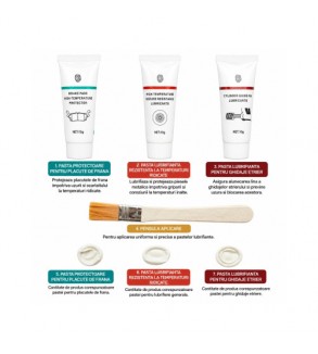 Kit intretinere sistem franare cu spray curatare frane pasta anti-scartait lubrifiant si vaselina etrieri Cod: BK91259