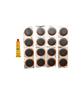 Petice rotunde vulcanizare anvelope si camere de aer Ã˜50 mm 16 bucati cu adeziv 20 ml Cod: DISUZ88