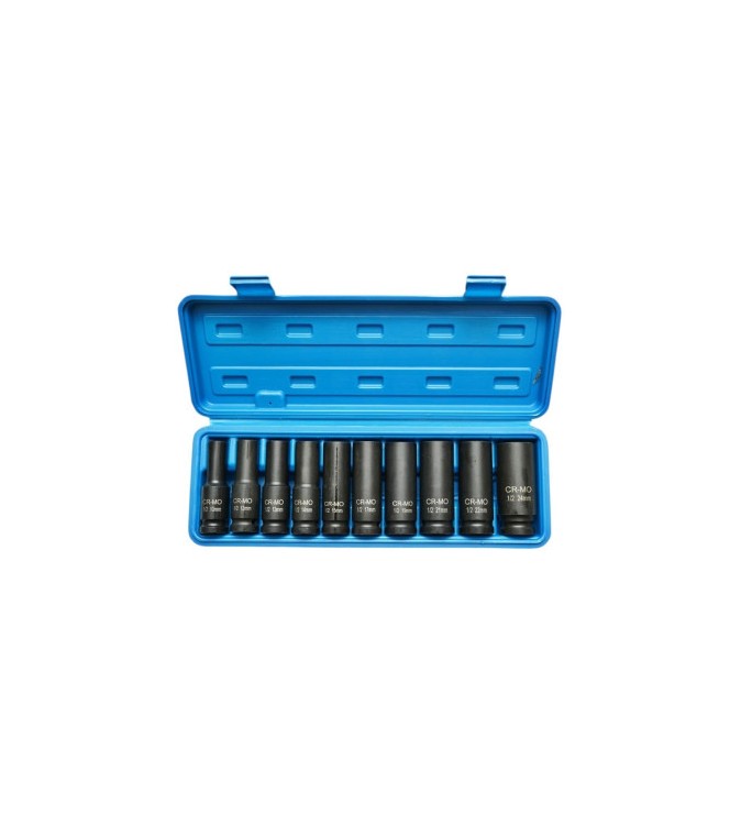 Trusa chei tubulare impact lungi 10-24 mm Cr-Mo 1-2 inch 10 piese Cod: BK90048