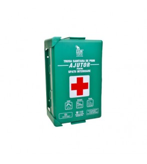 Trusa sanitara prim ajutor Kraftmann DIN 13157:2021 avizata A.N.M.D.M.R. pentru spatii interioare cu suport montare