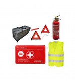 Kit siguranta auto complet trusa cutie rosie DIN 13164-2022 vesta 2 triunghiuri geanta stingator Runkit