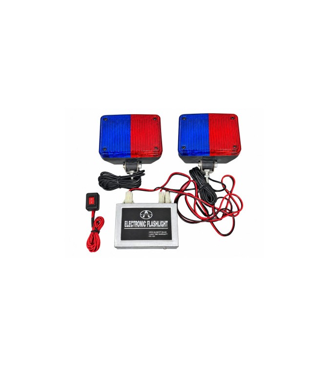 Stroboscoape auto 12V rosu-albastru set 2 bucati cu modul de comanda Cod: WF01B