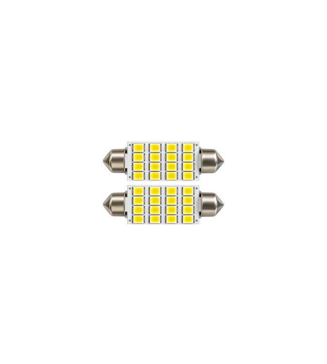 Becuri LED sofit SV8.5 39 mm 16 SMD 1210 12V alb set 2 bucati Cod: 85630