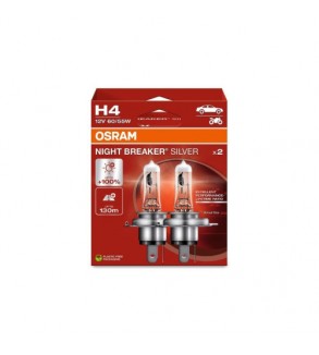 Becuri auto halogen Osram H4 Night Breaker Silver +100% 60-55W 12V set 2 bucati Cod: 387453