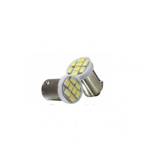 Becuri LED auto T4 BA9S TV tip vechi 8 SMD 1206 24V 80 lumeni 6000K lumina alba set 2 bucati Cod: JSUN48