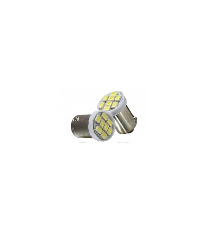 Becuri LED auto T4 BA9S TV tip vechi 8 SMD 1206 24V 80 lumeni 6000K lumina alba set 2 bucati Cod: JSUN48