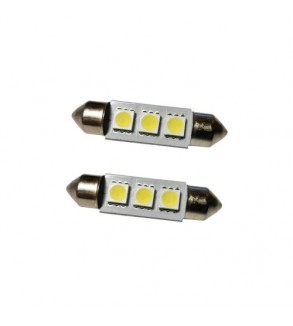 Becuri LED Sofit 11 x 39 mm 3 SMD 5050 24V lumina alba set 2 bucati Cod: JSUN50