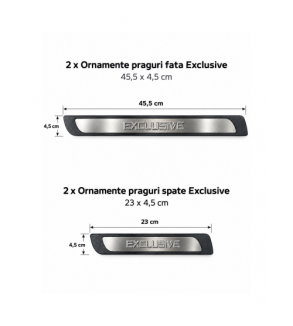 Ornamente praguri auto Exclusive universale plastic aluminiu polisat set 4 bucati  Cod: 310013T-FMS39