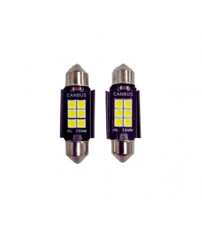 Becuri LED Sofit 39 mm Canbus 6 SMD 12V lumina alba set 2 bucati