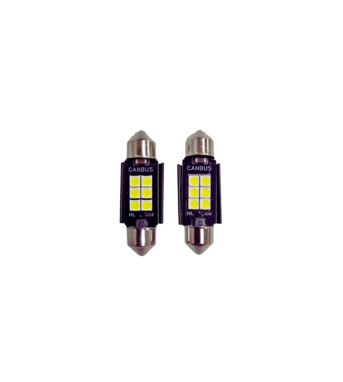 Becuri LED Sofit 42 mm Canbus 6 SMD 12V lumina alba set 2 bucati