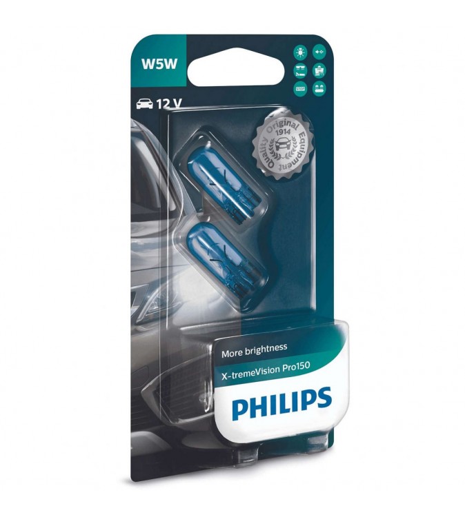 Set-2-Becuri-auto-Philips-T10-5W-X-tremeVision-Pro150-Cod-00563230