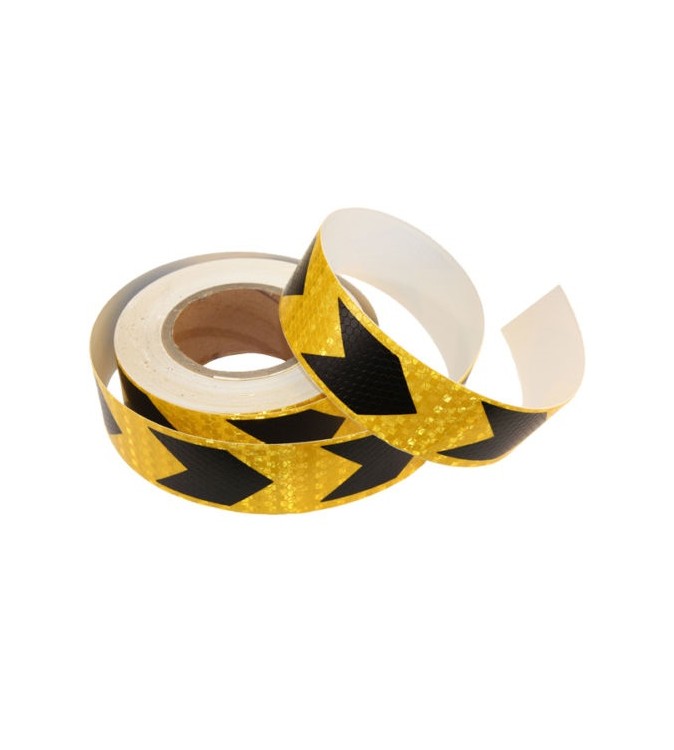 Banda-reflectorizanta-galbena-cu-sageata-neagra-5cm-x-25m-06YB