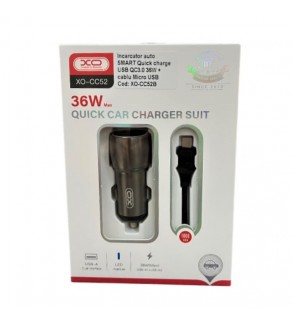 Incarcator-auto-SMART-Quick-charge-USB-QC30-36W--cablu-Micro-USB-Cod--XO-CC52B