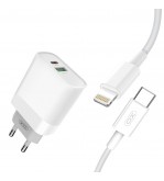 Incarcator-retea-USBUSB-C--Quick-Charge-QC30-20W-cu-cablu-compatibil-LightingIphone-Cod-XO-L64-NB113-