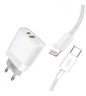 Incarcator-retea-USBUSB-C--Quick-Charge-QC30-20W-cu-cablu-compatibil-LightingIphone-Cod-XO-L64-NB113-