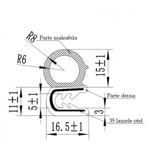 Rola cheder cauciuc  universal cu insertie de metal, 10 metri  Cod: FS-1334