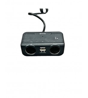 Prelungitor bricheta  cu USB si voltmetru Premium  Negru Cod:1676