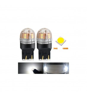 Bec 2 faze  T20 7443 W21-5W 15SMD 2835  12V CANBUS  nonpolar 320 lumen  Lumina alba Cod: SPT15-7443-W