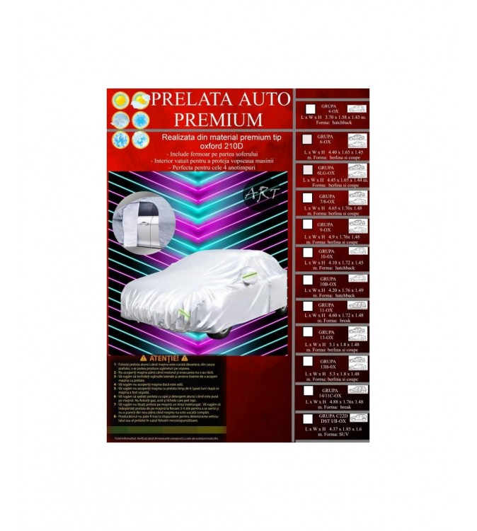 Prelata auto PREMIUM material OXFORD GRUPA 13B-OX   Dimensiuni:5.30x1,80x1,48m