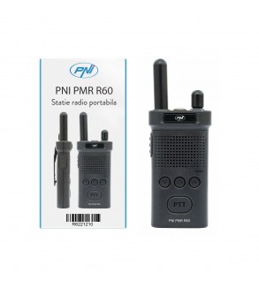 Statie radio portabila PNI PMR R60 446MHz, 0.5W, Scan, blocare taste, SOS, Monitor, acumulator 1200mAh